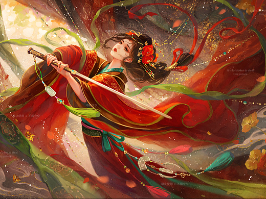 古风插画《虞姬：垓下离歌》
