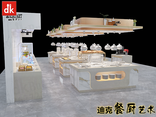 组合式拼接自助餐台 酒店餐厅装修设计 冷热布菲台