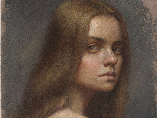 4小时直播画的8开色粉肖像