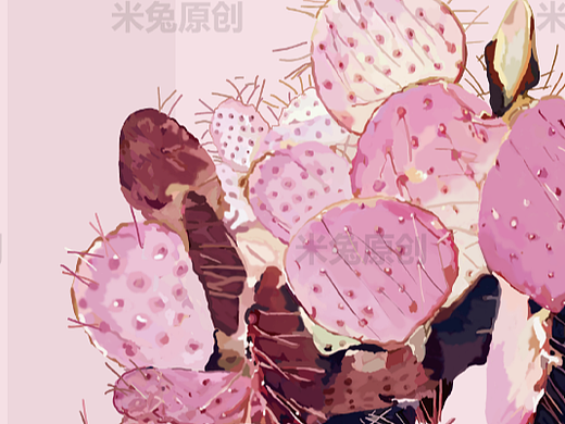 夏日粉红仙人掌（个人主页-ZNjQyNDQ5NzI=） - 创作习作 - 站酷设计师酸酸酸白原创素材 - 站酷ZCOOL
