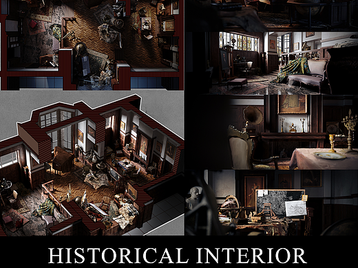 Historical 19th century interior concept design 
