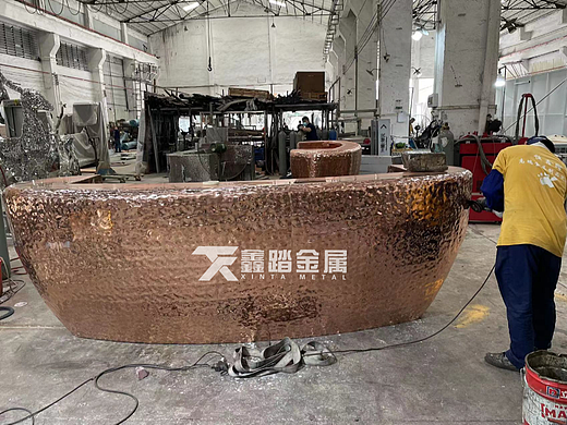 奢华板镜面紫铜吧台 星级酒店大堂异形不锈钢接待前台 