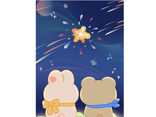可愛卡通夢(mèng)幻星空小熊小兔插畫（個(gè)人主頁-ZNTk0MDg5NjQ=） - 創(chuàng)作習(xí)作 - 站酷設(shè)計(jì)師Bleen原創(chuàng)素材 - 站酷ZCOOL