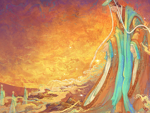 毕业设计《神源》系列插画——东华帝君（个人主页-ZNjgxODc2MjQ=） - 艺术插画 - 站酷设计师a玖玖原创素材 - 站酷ZCOOL