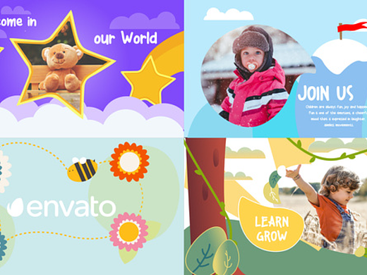 AE模板 | 卡通儿童场景动态动画标题展示