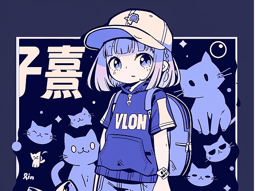 Q版人物 仿赛璐璐 三色插画