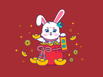 见兔发财兔年桌面壁纸