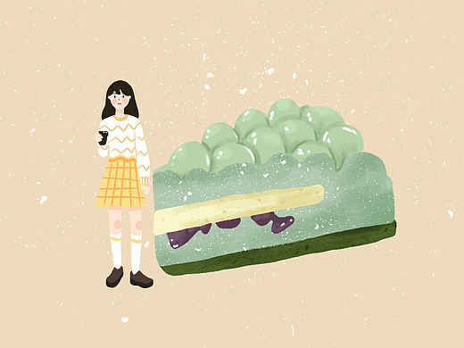 甜点女孩 --抹茶提子夹心蛋糕女孩