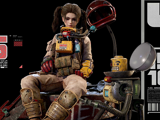 【3d建模还原原画】废土手办风格少女