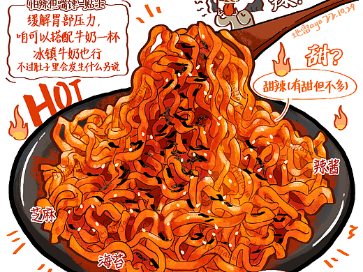 吃辣四连-美食插画