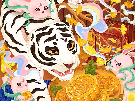 虎年中秋插画