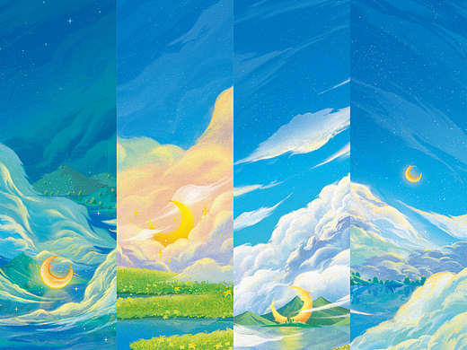 [ 云之国 ] 云和月的故事合集（个人主页-ZNjExMDk0NDg=） - 商业插画 - 站酷设计师飞想飞原创素材 - 站酷ZCOOL