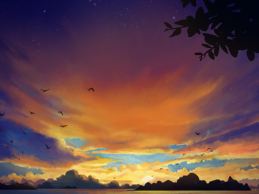 落霞（个人主页-ZNjAzOTY3Mjg=） - 创作习作 - 站酷设计师菠萝上的脆皮原创素材 - 站酷ZCOOL