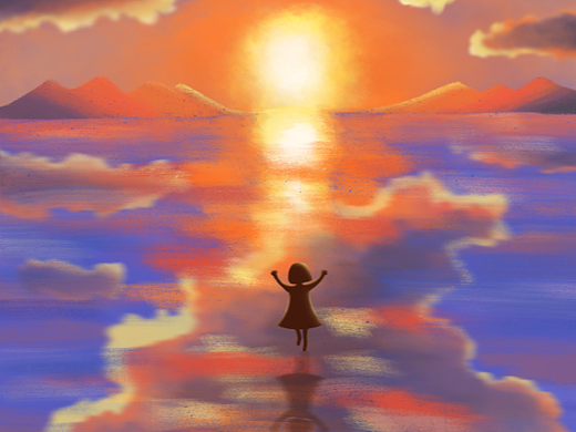 风景治愈系插画