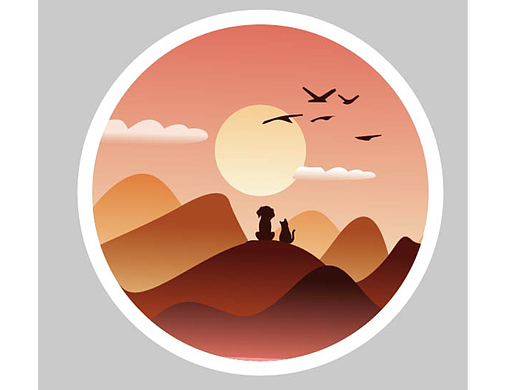 夕阳下的猫和狗（个人主页-ZNjE0MDQwOTY=） - 图案 - 站酷设计师YxxxHu原创素材 - 站酷ZCOOL