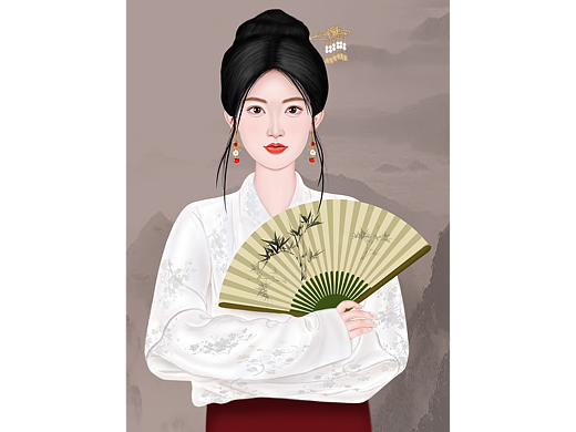 古風(fēng)美女（個(gè)人主頁-ZNjc1OTU3MTI=） - 藝術(shù)插畫 - 站酷設(shè)計(jì)師身未動(dòng)_心已遠(yuǎn)原創(chuàng)素材 - 站酷ZCOOL