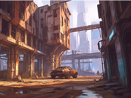 AI绘画作品——废土城市