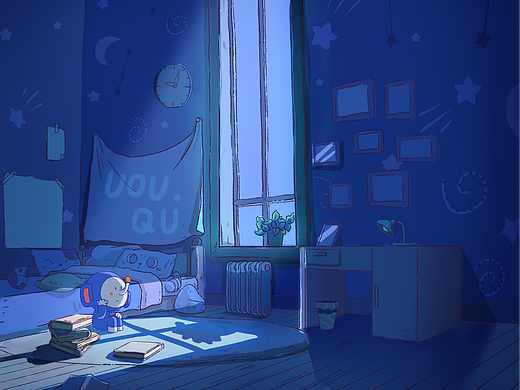 二维原创动画手绘动画-U小象：明月寄相思，天涯共此时