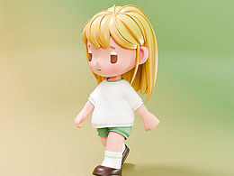 走路的小女孩（3D循環(huán)動畫）