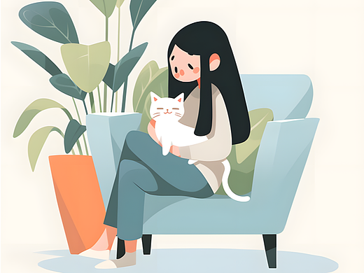 女孩与猫（个人主页-ZNjUzNTE1MzI=） - AI作品 - 站酷设计师卢佳铭原创素材 - 站酷ZCOOL