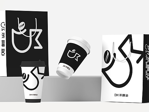 2024.1DM茶咖站商标LOGO设计餐饮奶茶纸杯手提袋