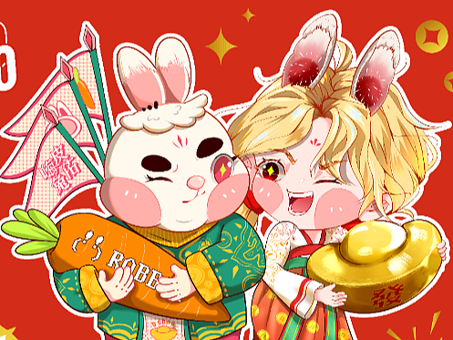 2023新年兔兔自主IP贺岁插画
