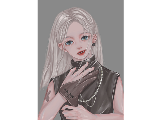 原创戴手套的女生半身人设插画