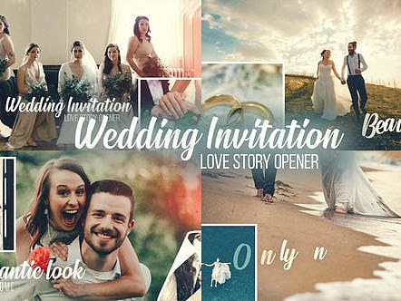 AE模板|优雅时尚婚礼照片排版动态动画回忆旅行展示