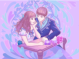 情人节、七夕节插画