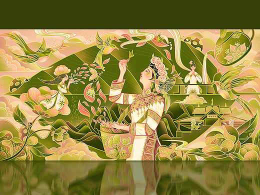 云南秘境|一片茶叶的故事|国风线性原创插画