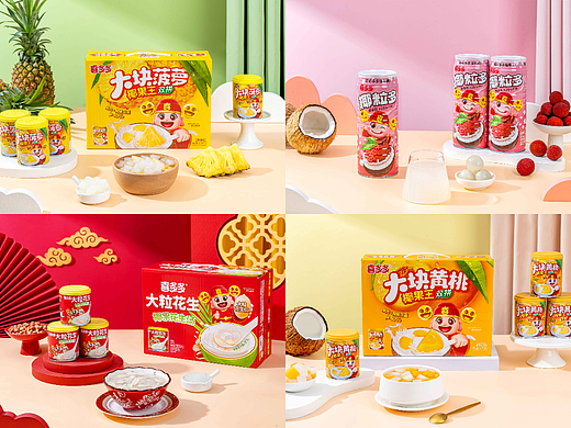 喜多多 X 黄桃/菠萝/椰果/花生汤/荔枝水果罐头拍摄