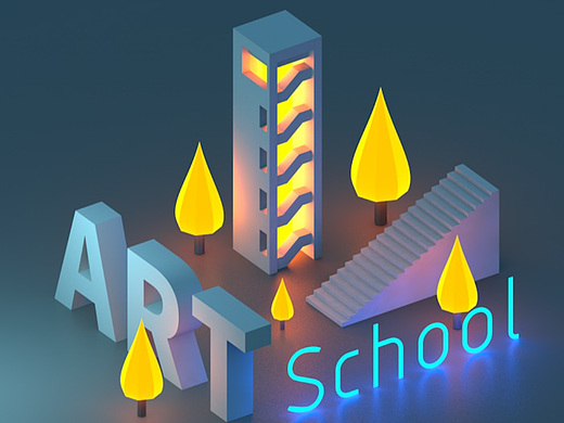 C4D-李翔老师小场景临摹-艺术学院（个人主页-ZNjE5ODEzNTY=） - 场景 - 站酷设计师多佛原创素材 - 站酷ZCOOL