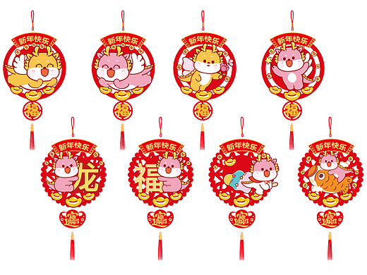 小飞龙IP卡通形象龙年挂件窗花静电贴纸 可合作