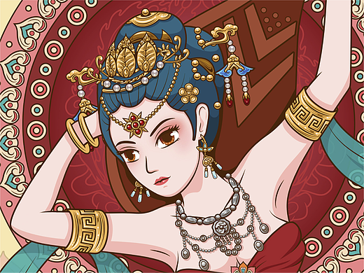 敦煌 反弹琵琶 插画