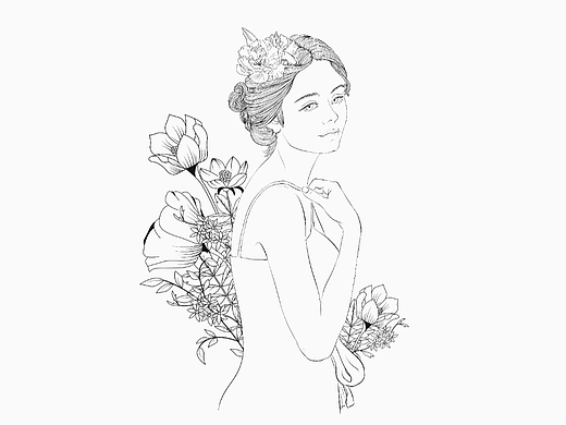 美女半身线稿
