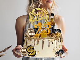 泡泡球蛋糕插旗黑金款