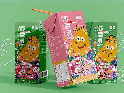 牧歌秋收-開鑫浓豆乳包装设计