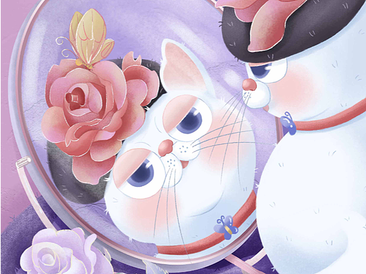 镜·花·猫系列插画（个人主页-ZNTkzOTkxMzI=） - 绘本 - 站酷设计师饭崽球原创素材 - 站酷ZCOOL