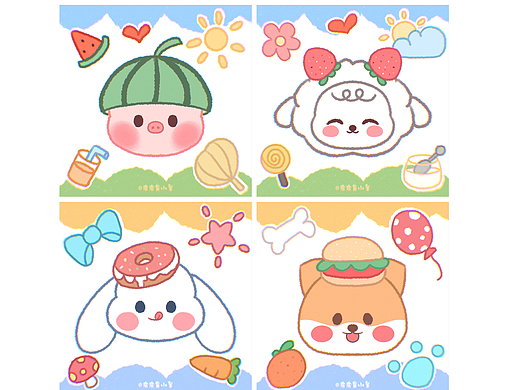 可爱小动物头像插画
