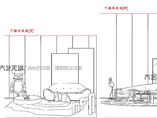 线描清水样板间墙绘设计稿