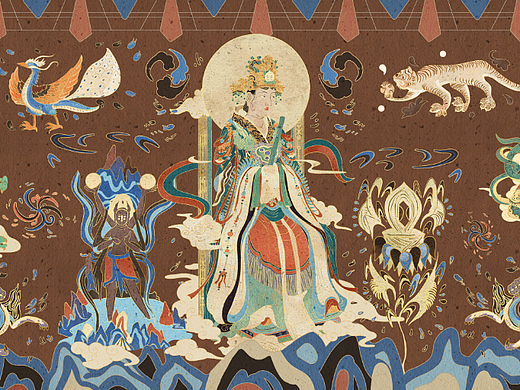 敦煌神兽系列2（个人主页-ZNjA0NzI5MDg=） - 新锐潮流插画 - 站酷设计师咸菜小飞鱼原创素材 - 站酷ZCOOL