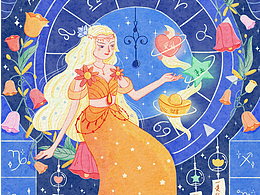 原创插画 | 水瓶座星盘占卜师