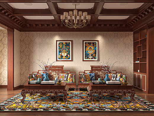 藏式客餐厅  效果图表现