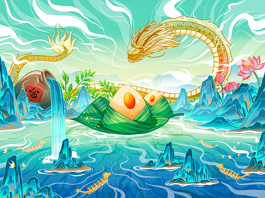 国潮端午节插画