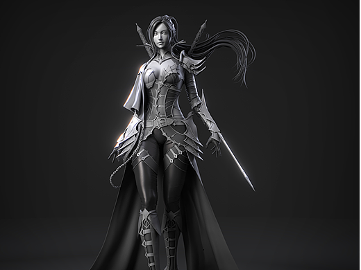 3D建模 次世代角色 女刺客 美型角色___朱同学作品