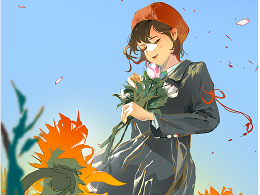 阳光,向日葵和女孩