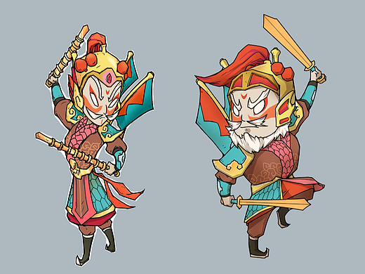 夹江年画门神插画