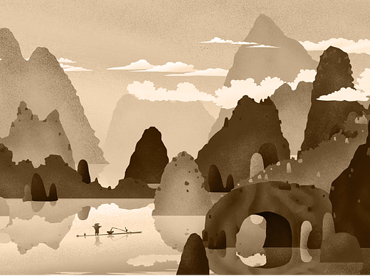 桂小厨餐饮空间插画