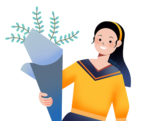 扁平插画 人物 女孩