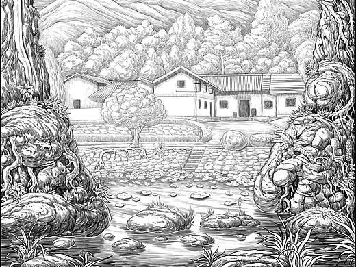 滴水洞白酒包装插画